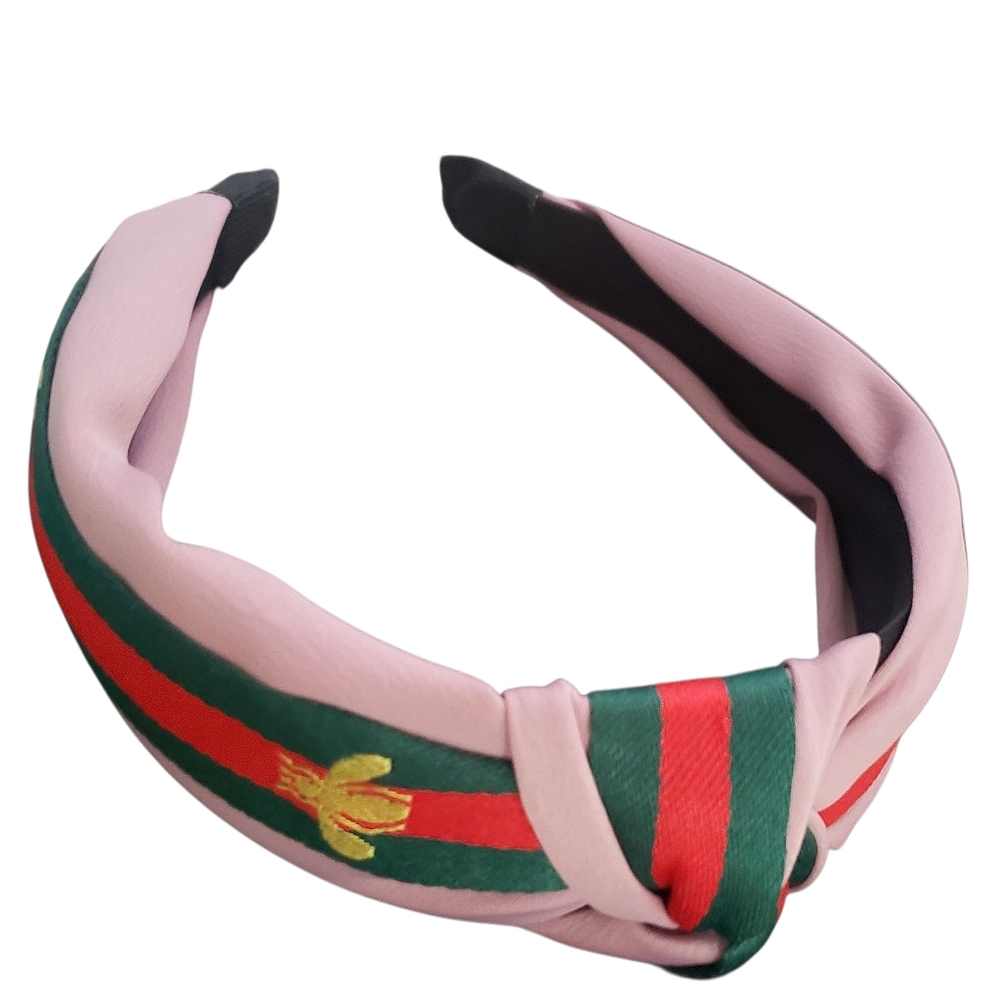 High Fashion Green Red Pink Headband Gold Bee Ribbon Fabric Knotted Stylish NEW